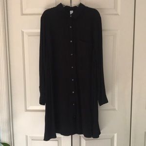 Old Navy Black Button Down Shirt Dress